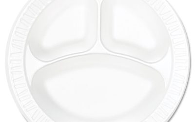 Concorde Foam Plate, 3-Compartment, 10.25″ Dia, White, 125/pack, 4 Packs/carton