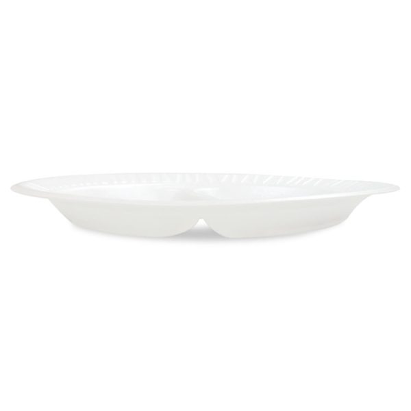 Concorde Foam Plate, 3-Compartment, 10.25" Dia, White, 125/pack, 4 Packs/carton - Image 2