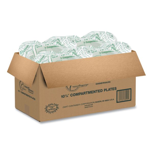 Famous Service Plastic Dinnerware, Plate, 3-Compartment, 10.25" Dia, White, 125/pack, 4 Packs/carton - Image 7