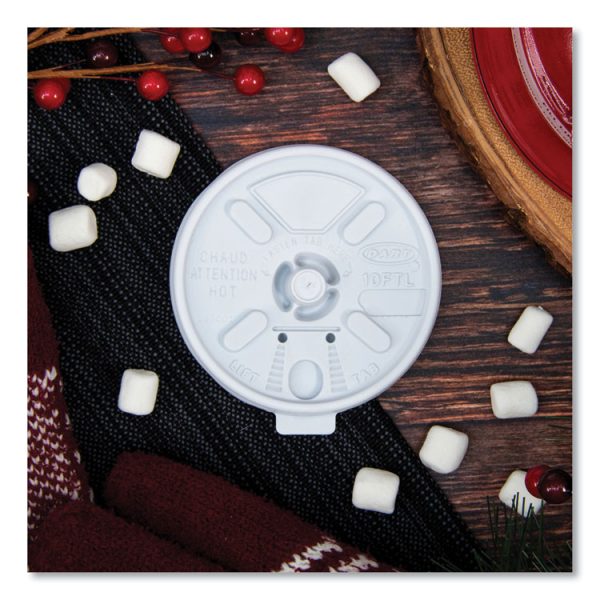 Lift N' Lock Plastic Hot Cup Lids, Fits 10 Oz Cups, White, 1,000/carton - Image 5