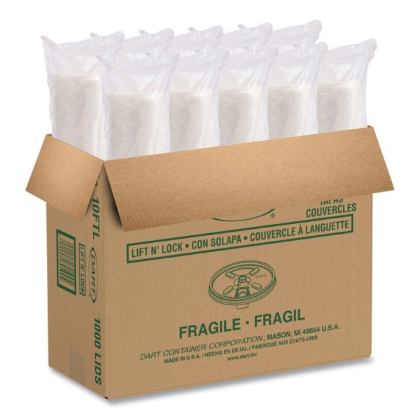 Lift N' Lock Plastic Hot Cup Lids, Fits 10 Oz Cups, White, 1,000/carton - Image 7