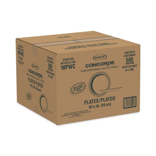 Concorde Non-Laminated Foam Plate, 10.25" dia., White, 125/Pack, 4 Packs/Carton - Image 5