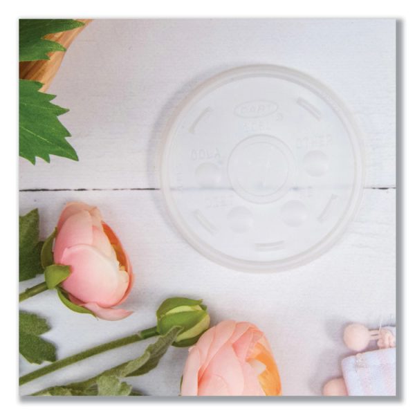 Plastic Cold Cup Lids, Fits 10 Oz Cups, Translucent, 100 Pack, 10 Packs/carton - Image 2