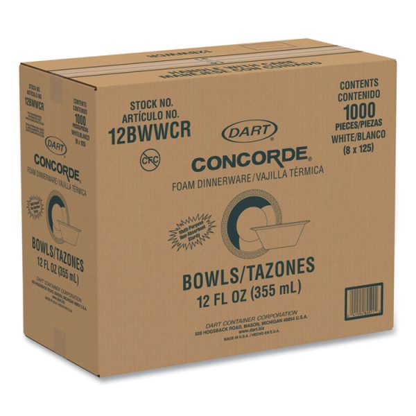 Concorde Foam Bowl, 10, 12 Oz, White, 125/pack, 8 Packs/carton - Image 2