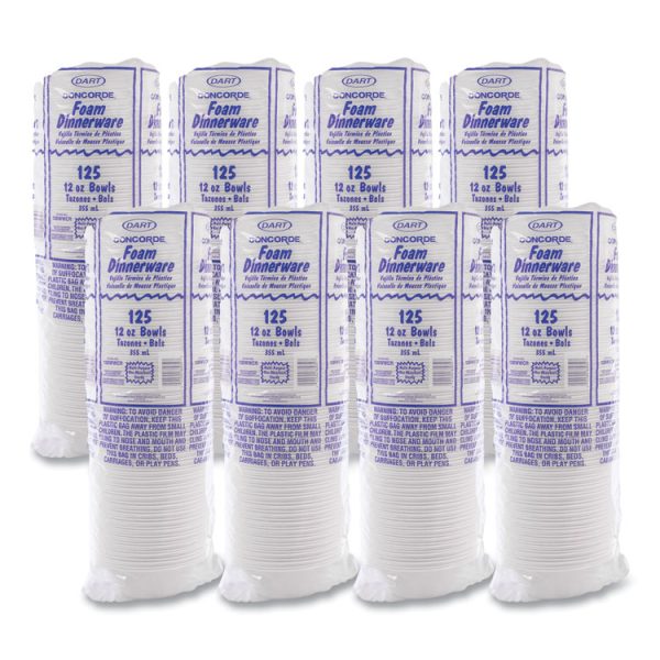 Concorde Foam Bowl, 10, 12 Oz, White, 125/pack, 8 Packs/carton - Image 8