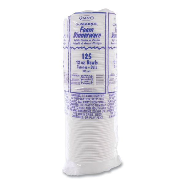 Concorde Foam Bowl, 10, 12 Oz, White, 125/pack, 8 Packs/carton - Image 3