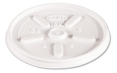 Plastic Lids for Foam Cups, Bowls and Containers, Vented, Fits 6-14 oz, White, 100/Pack, 10 Packs/Carton