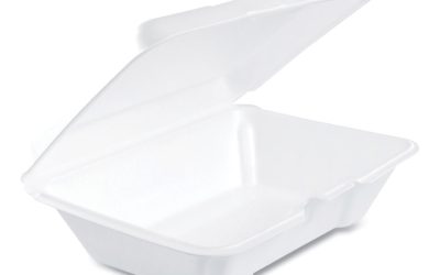 Foam Hinged Lid Containers, 1-Compartment, 6.4 x 9.3 x 2.9, White, 100/Pack, 2 Packs/Carton