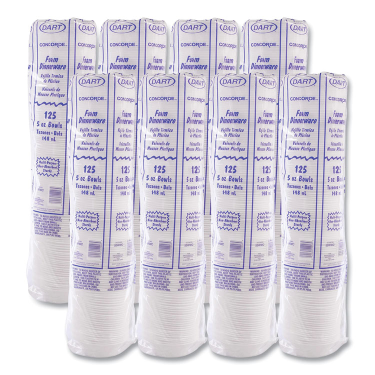 Non-Laminated Foam Dinnerware, Bowl, 5 oz, White, 125/Pack, 8 Packs/Carton - Image 8
