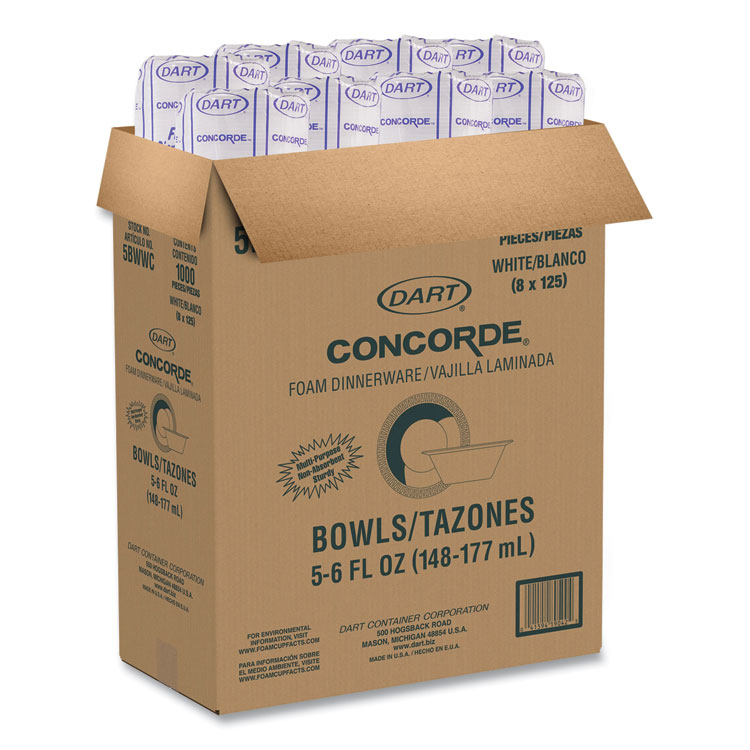 Non-Laminated Foam Dinnerware, Bowl, 5 oz, White, 125/Pack, 8 Packs/Carton - Image 7