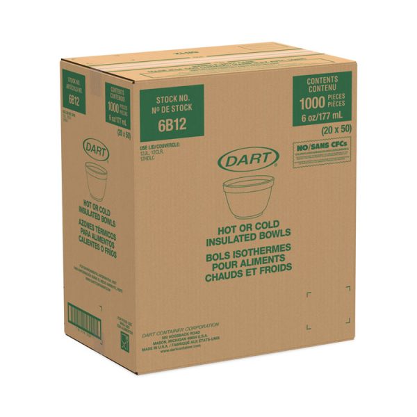 Foam Container, Squat, 6 oz, White, 50/Pack, 20 Packs/Carton - Image 3