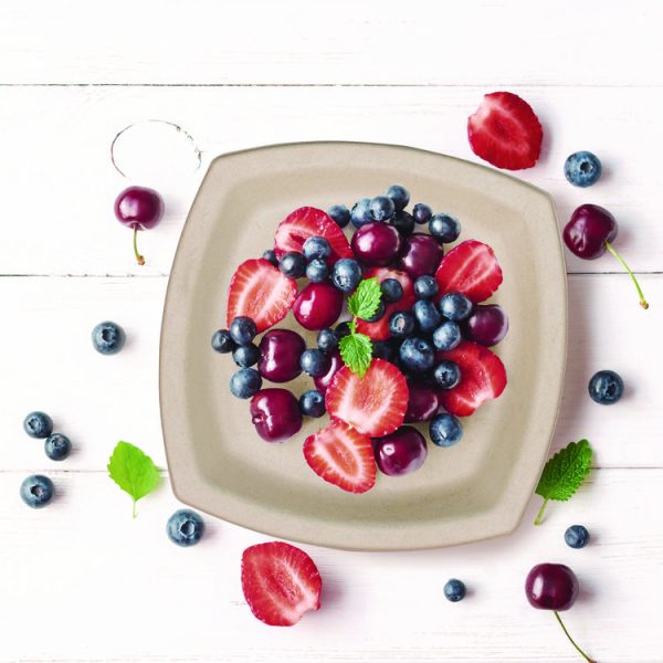 Compostable Fiber Dinnerware, ProPlanet Seal, Plate, 6.7 x 6.7, Tan, 1,000/Carton - Image 4