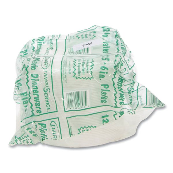 Famous Service Plastic Dinnerware, Plate, 6" Dia, White, 125/pack, 8 Packs/carton - Image 3