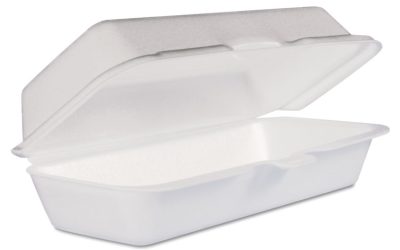 Foam Hinged Lid Container, Hot Dog Container, 3.8 X 7.1 X 2.3, White,125/bag, 4 Bags/carton