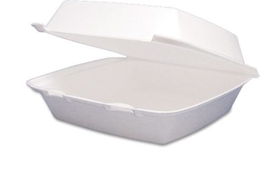 Foam Hinged Lid Containers, 1-Compartment, 8.38″ x 7.78″ x 3.25″, White, 200/Carton
