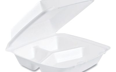 Foam Hinged Lid Containers, 3-Compartment, 8.38 X 7.78 X 3.25, 200/carton