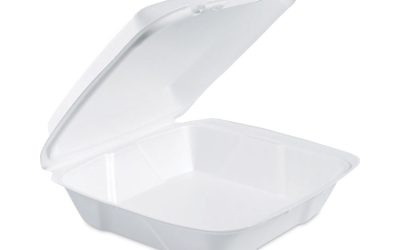 Insulated Foam Hinged Lid Containers, 1-Compartment, 9 x 9.4 x 3, White, 200/Pack, 2 Packs/Carton