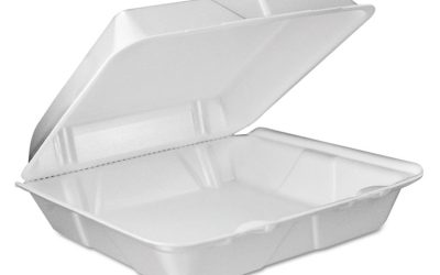 Foam Hinged Lid Container, Vented Lid, 9 X 9.4 X 3, White, 100/pack, 2 Packs/carton