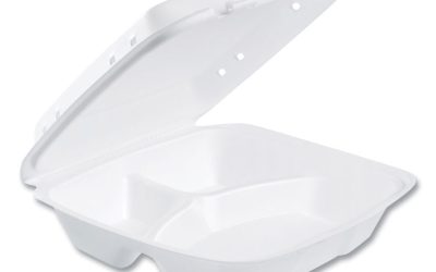 Insulated Foam Hinged Lid Containers, 3-Compartment, 9.01 x 9.4 x 3.1, White, 200/Carton