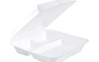 Insulated Foam Hinged Lid Containers, 3-Compartment, 9.3 x 9.5 x 3, White, 200/Pack, 2 Packs/Carton