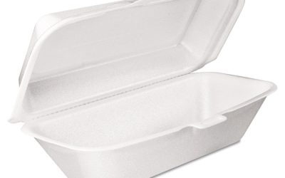 Foam Hinged Lid Container, Hoagie Container With Removable Lid, 5.3 X 9.8 X 3.3, White, 125/bag, 4 Bags/carton