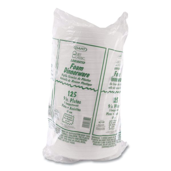 Concorde Foam Plate, 3-Compartment, 9" Dia, White, 125/pack, 4 Packs/carton - Image 2