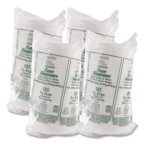 Concorde Foam Plate, 3-Compartment, 9" Dia, White, 125/pack, 4 Packs/carton - Image 3