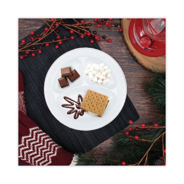Concorde Non-Laminated Foam Plate, 3-Compartment, 9" dia, 125/Pack, 4 Packs/Carton - Image 2