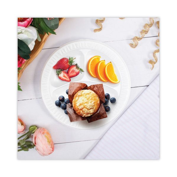 Concorde Non-Laminated Foam Plate, 3-Compartment, 9" dia, 125/Pack, 4 Packs/Carton - Image 3