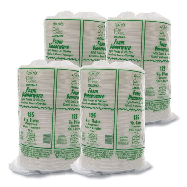 Quiet Classic Laminated Foam Plates, 3-Compartment, 9" dia, White, 125/Pack, 4 Packs/Carton - Image 3