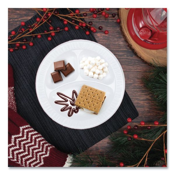 Quiet Classic Laminated Foam Plates, 3-Compartment, 9" dia, White, 125/Pack, 4 Packs/Carton - Image 5