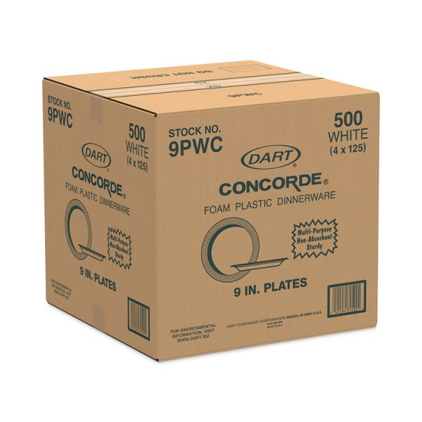 Concorde Non-Laminated Foam Plate, 9" dia, 125/Pack, 4 Packs/Carton - Image 5