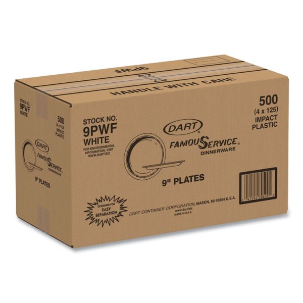 Famous Service Plastic Dinnerware, Plate, 9", White, 125/pack, 4 Packs/carton - Image 4
