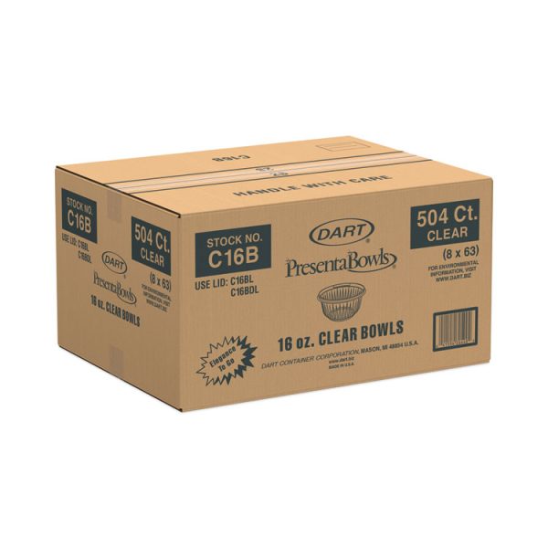 PresentaBowls Clear Bowls, 16 oz, Plastic, 63/Bag, 504/Carton - Image 3