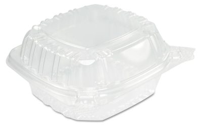 ClearSeal Hinged-Lid Plastic Containers, Sandwich Container, 13.8 oz, 5.4 x 5.3 x 2.6, Clear, Plastic, 500/Carton
