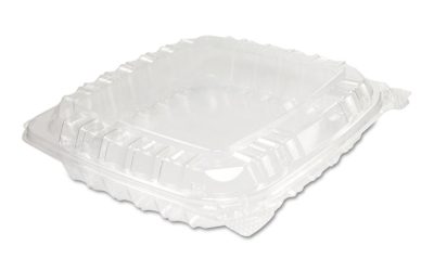 ClearSeal Hinged-Lid Plastic Containers, 8.31 x 8.31 x 2, Clear, Plastic, 125/Bag, 2 Bags/Carton