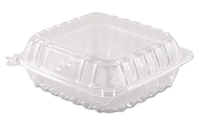 ClearSeal Hinged-Lid Plastic Containers, 8.3 x 8.3 x 3, Clear, Plastic, 250/Carton
