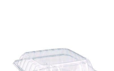 ClearSeal Hinged-Lid Plastic Containers, 8.25 x 8.25 x 3, Clear, Plastic, 125/Pack, 2 Packs/Carton
