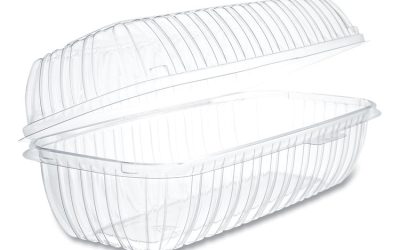 Showtime Clear Hinged Containers, Hoagie Container, 29.9 oz, 5.1 x 9.9 x 3.5, Clear, Plastic, 100/Bag 2 Bags/Carton