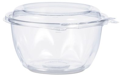 Tamper-Resistant, Tamper-Evident Bowls with Dome Lid, 16 oz, 5.5″ Diameter x 3.1″h, Clear, Plastic, 240/Carton