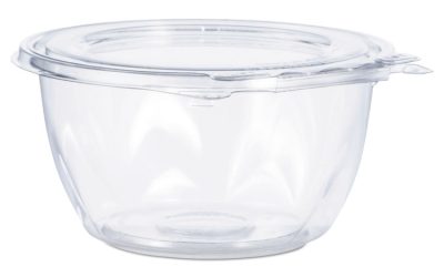Tamper-Resistant, Tamper-Evident Bowls with Flat Lid, 16 oz, 5.5″ Diameter x 2.7″h, Clear, Plastic, 240/Carton