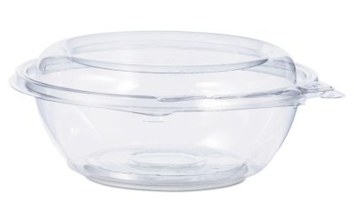 Tamper-Resistant, Tamper-Evident Bowls with Dome Lid, 8 oz, 5.5″ Diameter x 2.1″h, Clear, Plastic, 240/Carton
