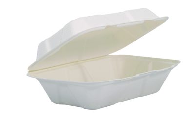 Compostable Fiber Hinged Containers, ProPlanet Seal, 6.34 x 9.06 x 1.97, Ivory, Molded Fiber, 200/Carton