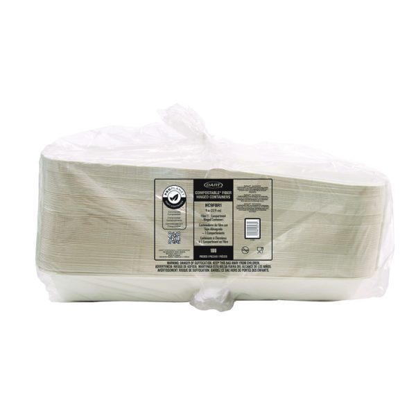 Compostable Fiber Hinged Trays, ProPlanet Seal, 8.98 x 9.35 x 2.17, Ivory, Molded Fiber, 200/Carton - Image 5