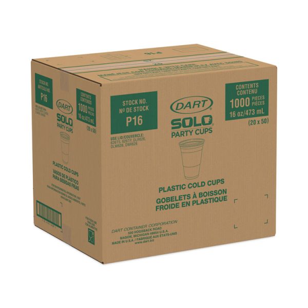 SOLO Party Plastic Cold Drink Cups, 16 oz, 50/Sleeve, 20 Sleeves/Carton - Image 3