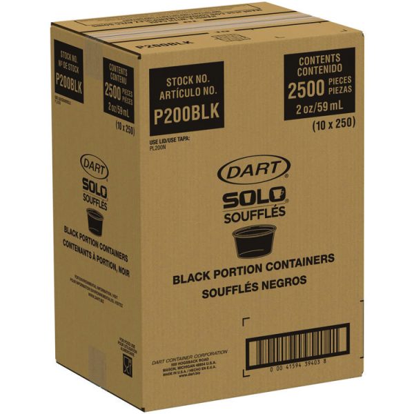 Polystyrene Portion Cups, 2 Oz, Black, 250/bag, 10 Bags/carton - Image 3