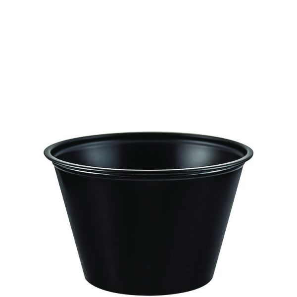 Polystyrene Portion Cups, 4 Oz, Black, 250/bag, 10 Bags/carton