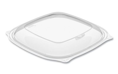 PresentaBowls Pro Clear Square Bowl Lids, Large Vented Square, 8.5 x 8.5 x 1, Clear, Plastic, 63/Bag, 4 Bags/Carton