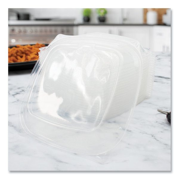 PresentaBowls Pro Clear Square Bowl Lids, Large Vented Square, 8.5 x 8.5 x 1, Clear, Plastic, 63/Bag, 4 Bags/Carton - Image 4