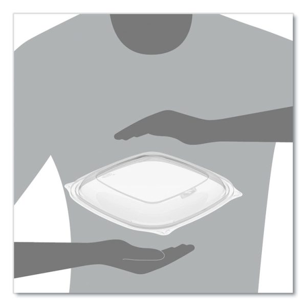 PresentaBowls Pro Clear Square Bowl Lids, Large Vented Square, 8.5 x 8.5 x 1, Clear, Plastic, 63/Bag, 4 Bags/Carton - Image 6